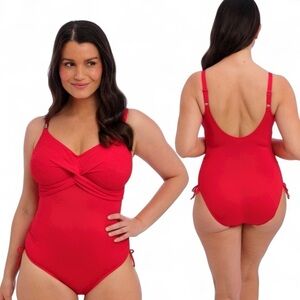 NWT Fantasie Swim Standard Ottawa Underwire Twist Front Swimsuit Red 32H